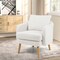 Sherpa Fabric Accent Chair with Curved Back, Pillow and Rubber Wood Legs